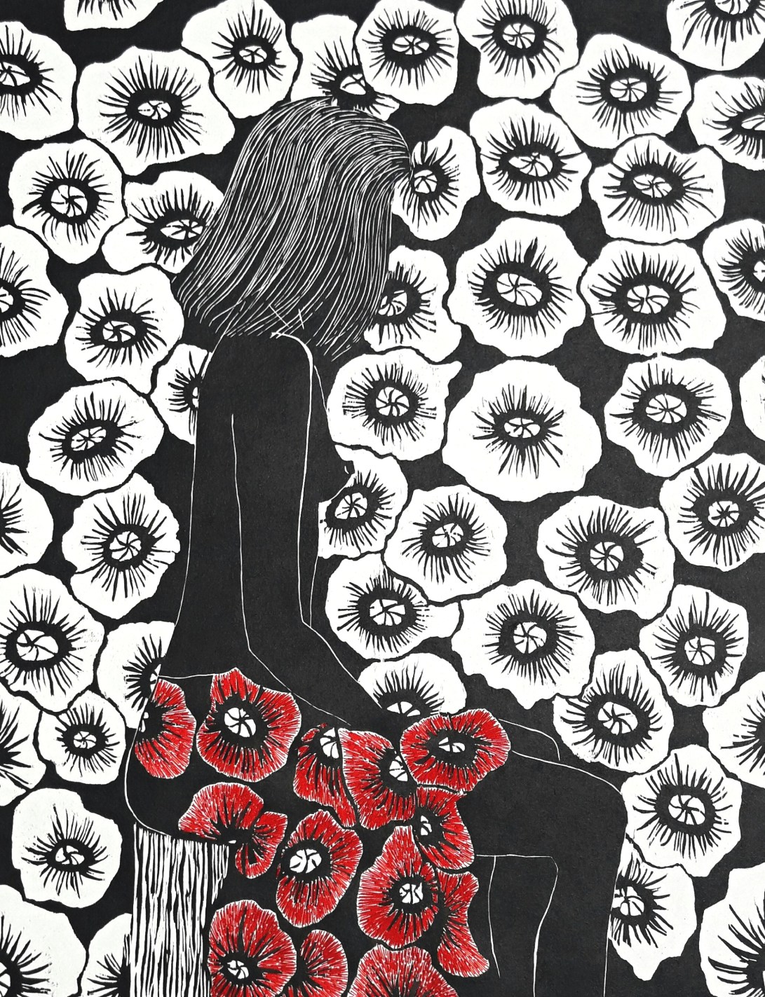 genevieve guadalupe deep in thoughts woodblock-embroidery 2017