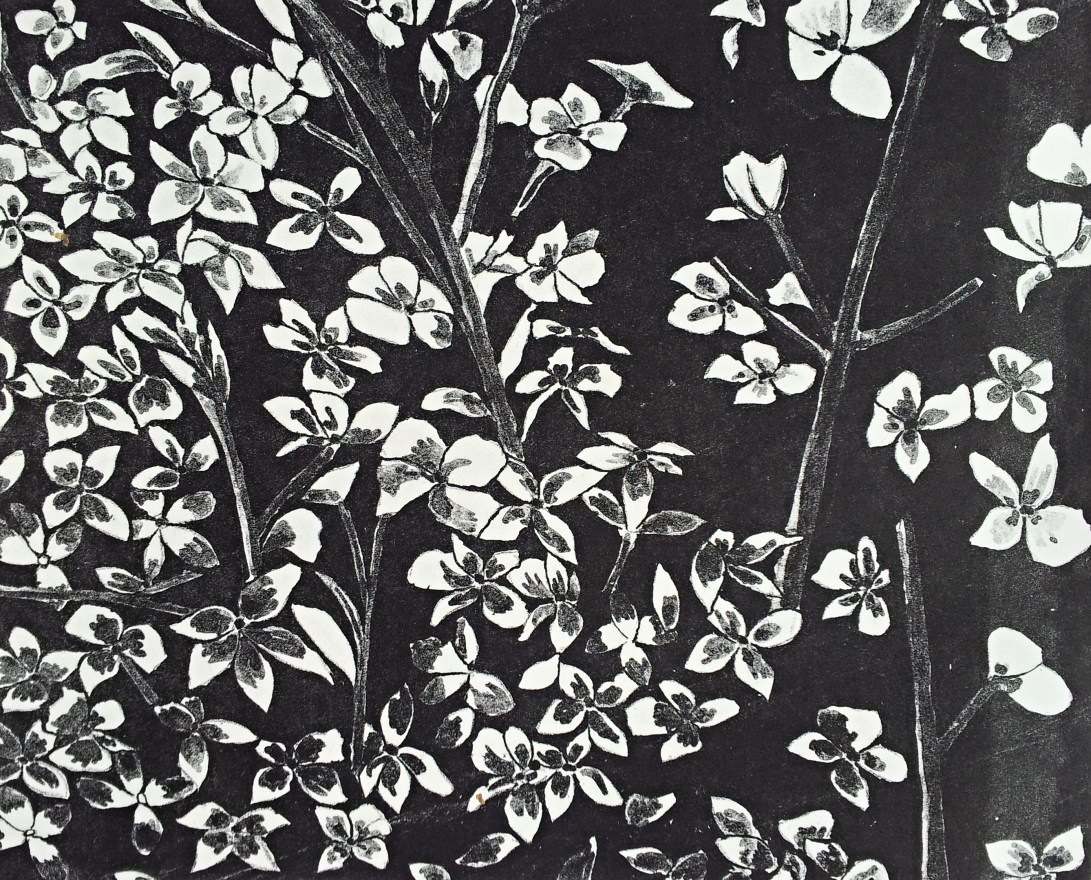 genevieve guadalupe. untiltledblossoms. lithograph. 2017. 10.75x13.5''. 27x34cm.